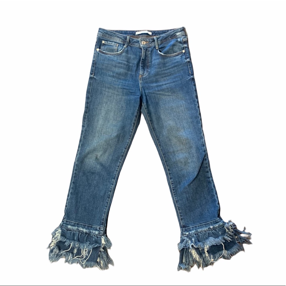 Zara Flared/Distressed High Waisted Jeans